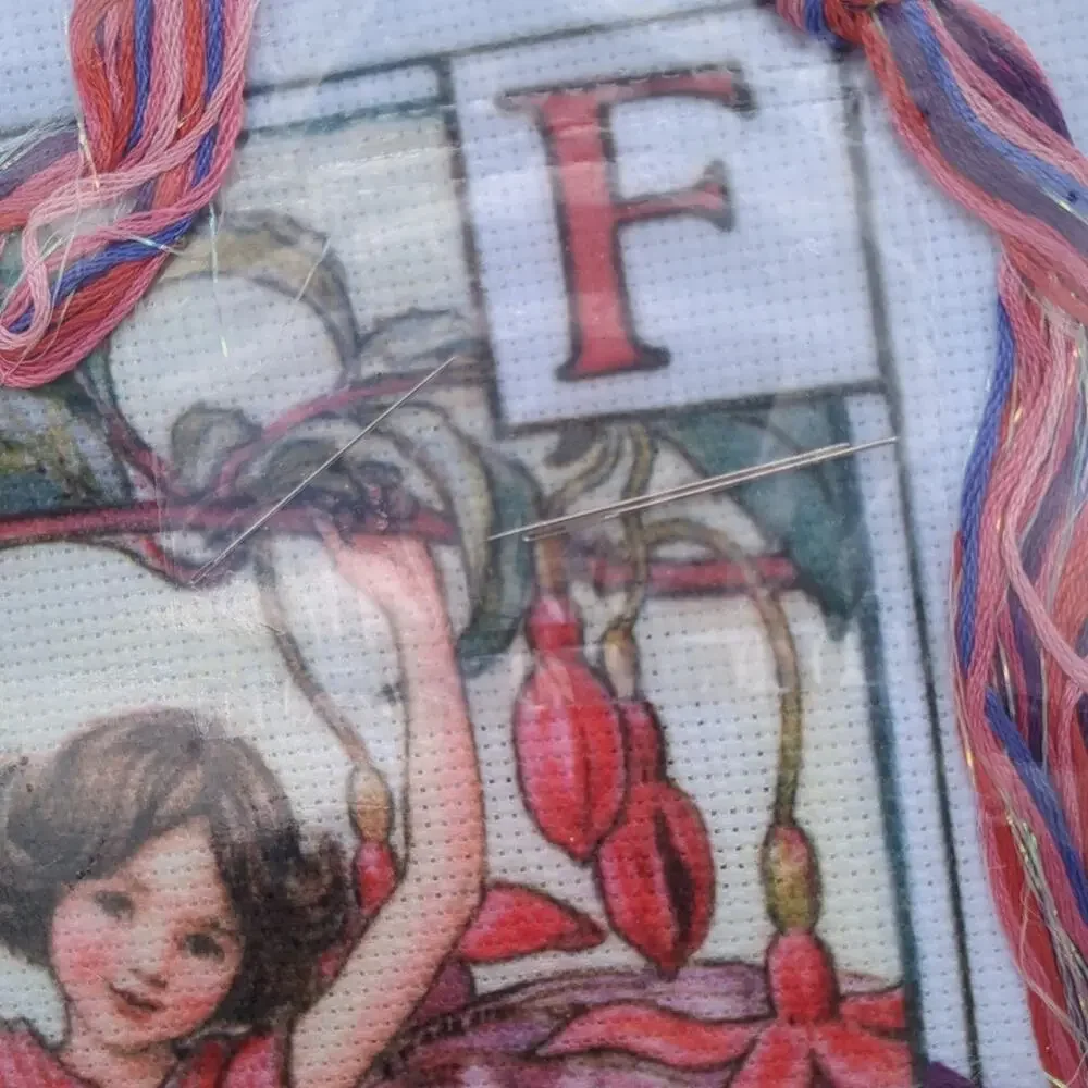 Needlepoint Flower Fairies Sicily Mary Barker 1997 Fuchsia 9 In X 12 In Vintage
